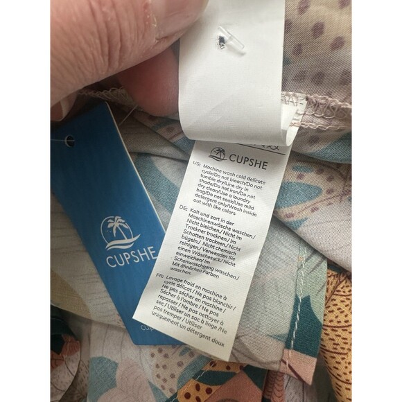 NWT Cupshe Women's M Soft Tropics Short Sleeve Mini Dress Rayon V-Neck Beach - Picture 9 of 9